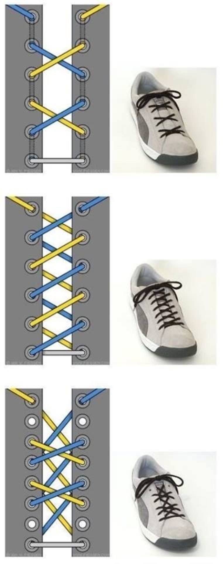 Типы шнурования шнурков на 5