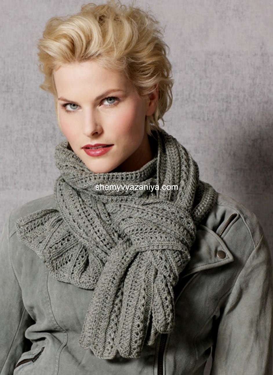 Красивый шарф связанный. Снуд-хомут Moodo z-SZ-1826. Красивые вязаные шарфы. Шарф спицами женский. Шарфы женские вязаные.